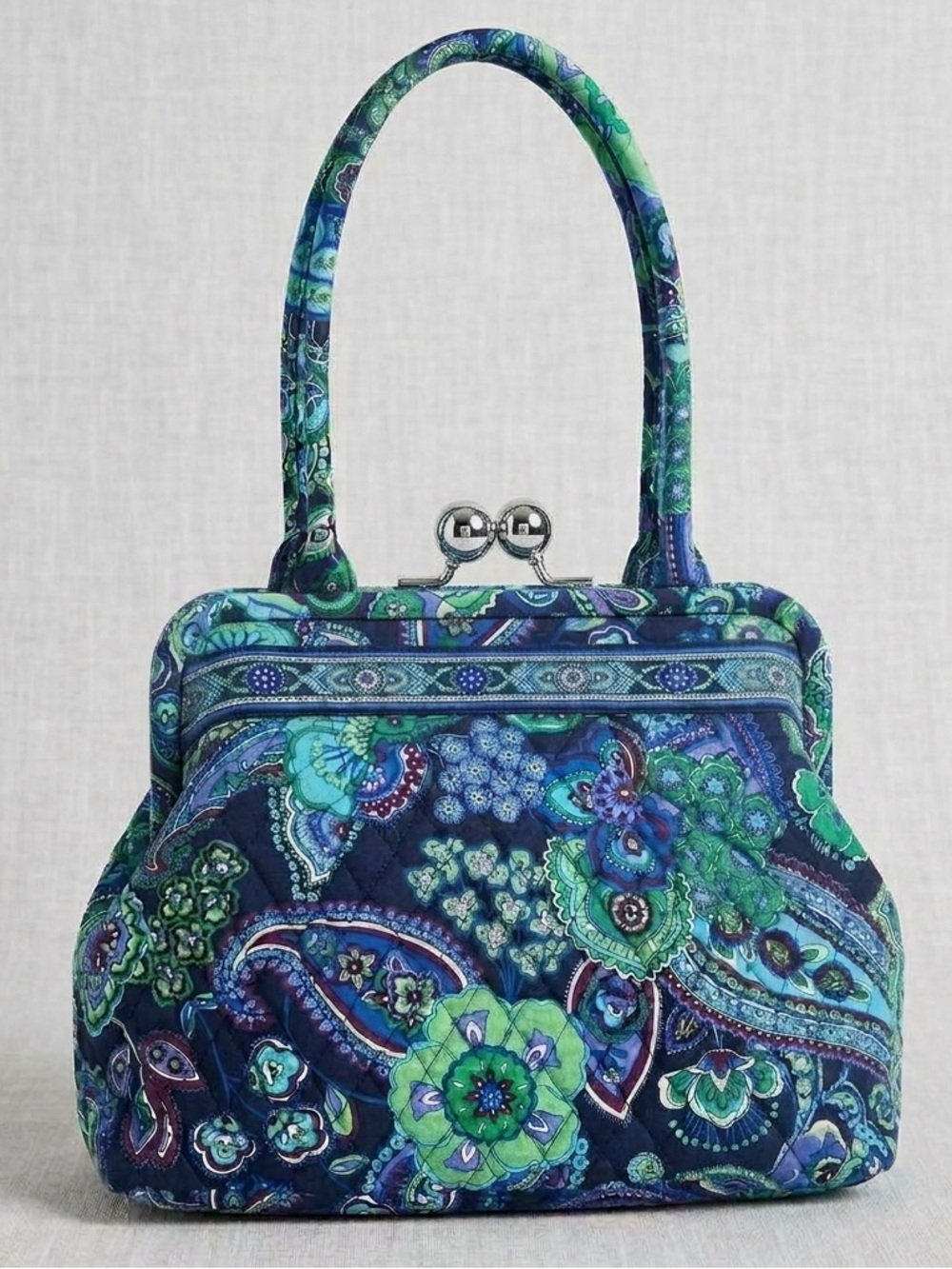 Vera Bradley Blue Rhapsody Retired Print Kiss-Lock Purse Handbag Satchel PERFECT